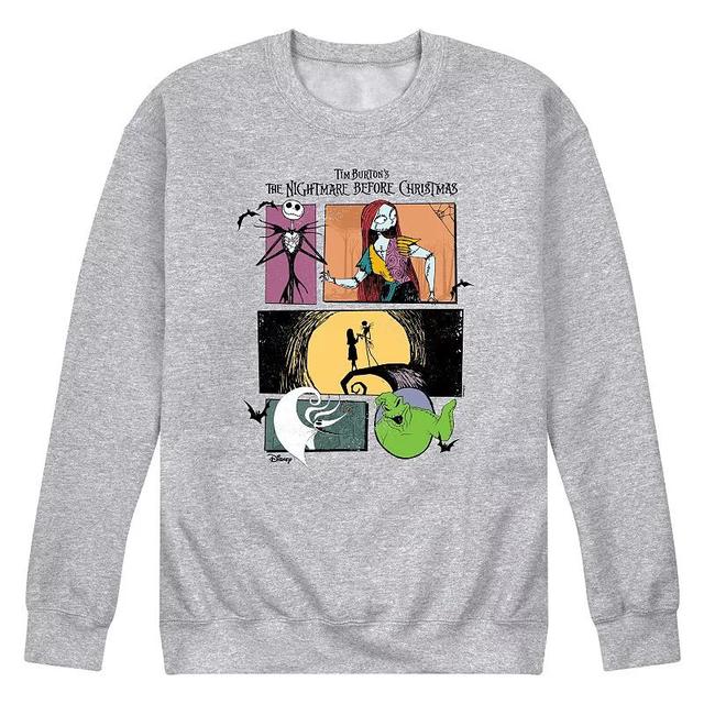 Disneys The Nightmare Before Christmas Mens Creepy Comic Fleece Sweatshirt Athletic Grey Product Image