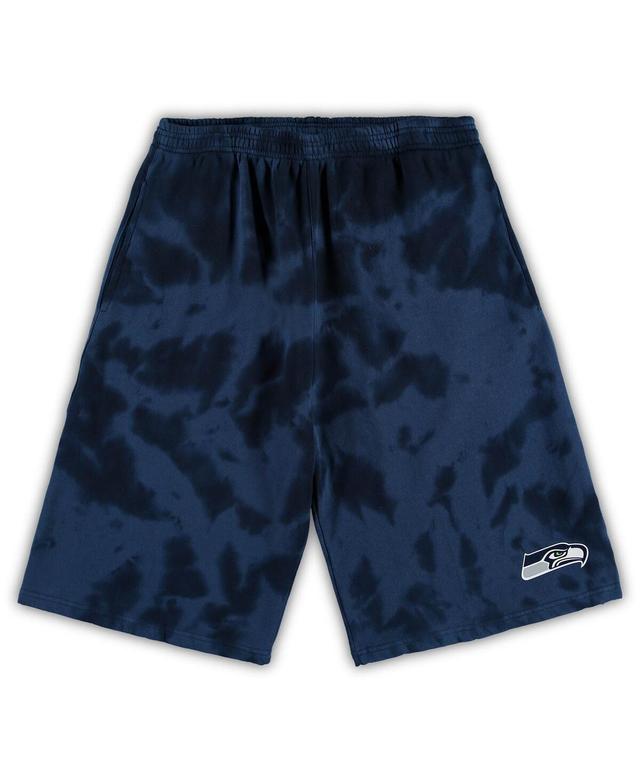 Mens College Navy Seattle Seahawks Big and Tall Tie-Dye Shorts Product Image