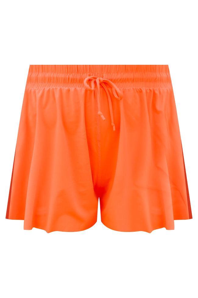 You're Worth It Bright Coral Flowy Active Shorts FINAL SALE Product Image