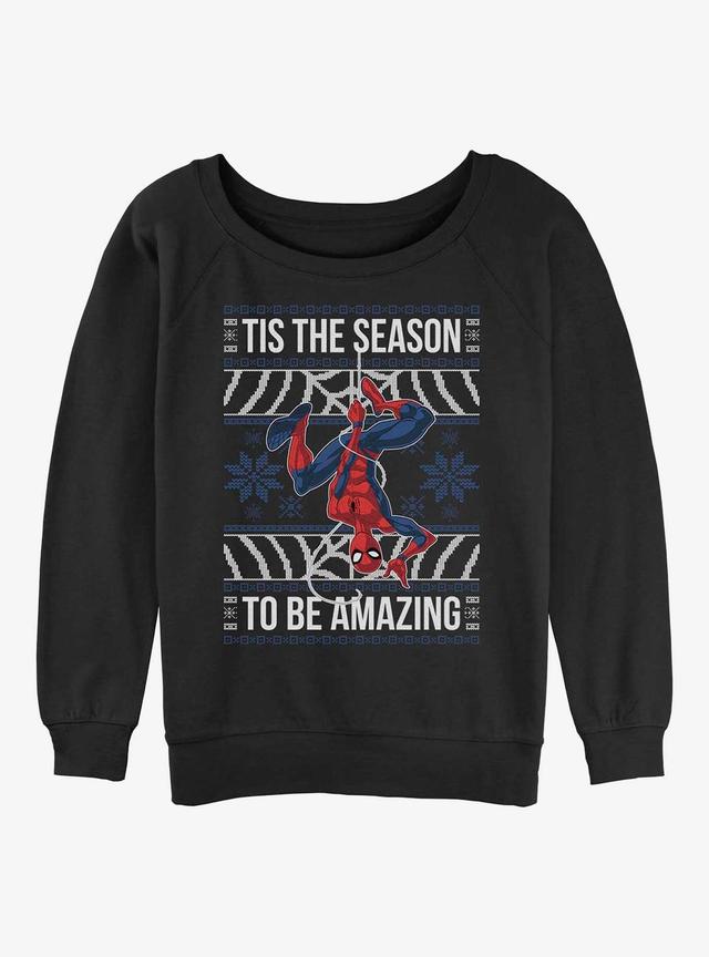 Marvel Spider-Man Tis The Season To Be Amazing Girls Slouchy Sweatshirt Product Image