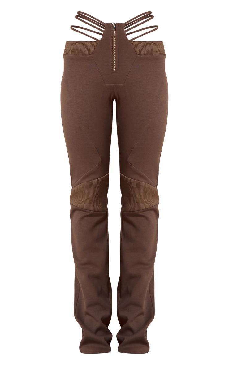 PLT Label Dark Taupe Cut Out Waist Detail Biker Pants Product Image