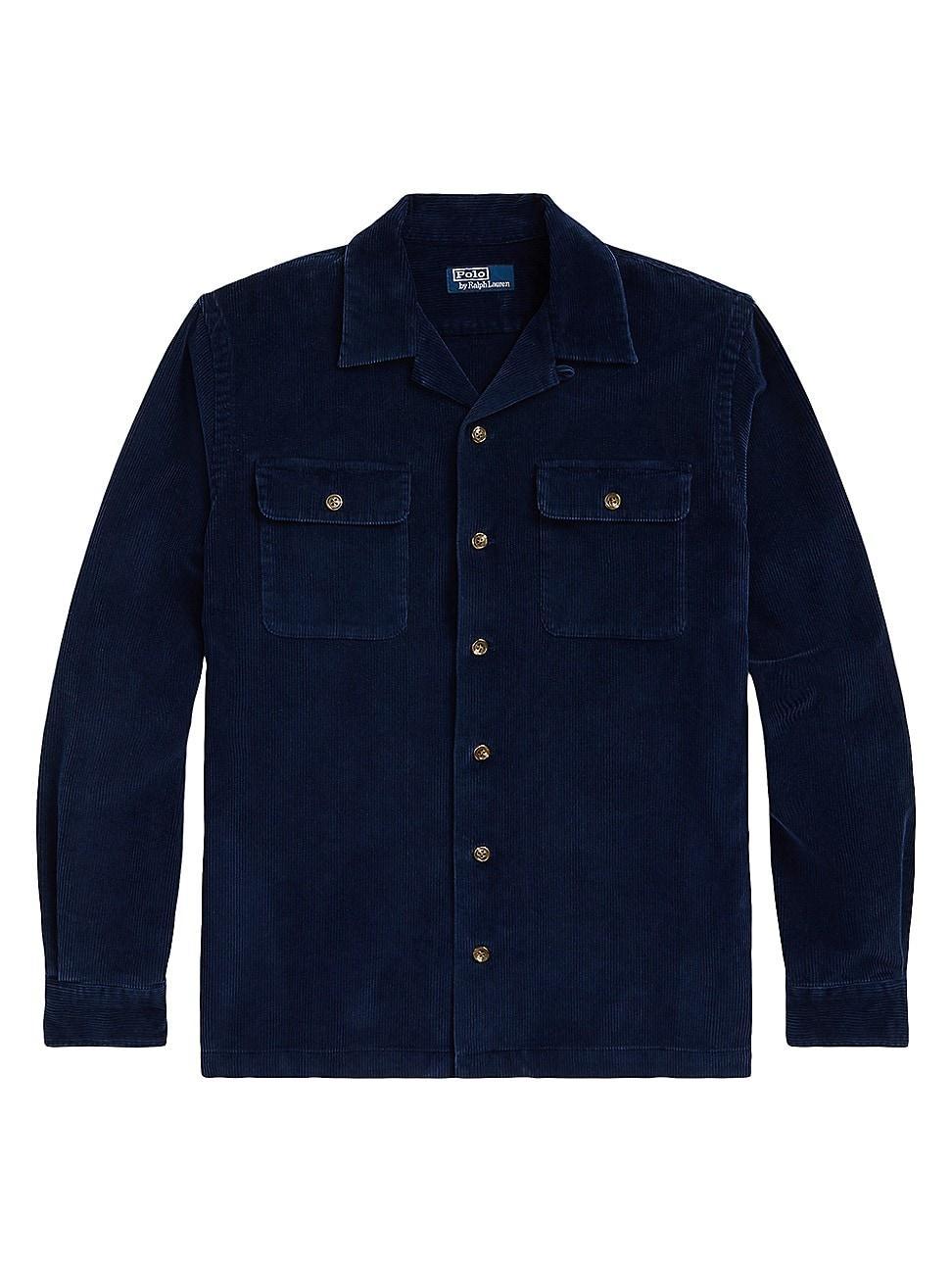 Classic Fit Corduroy Camp Shirt In Newport Navy Product Image