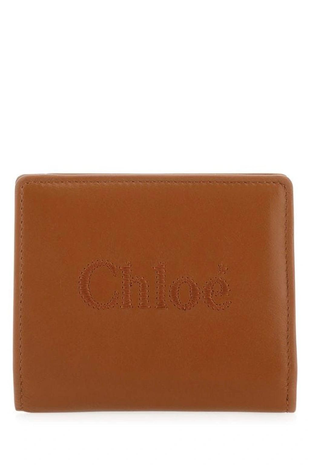 Chloe Woman Caramel Leather Sense Wallet In Brown Product Image