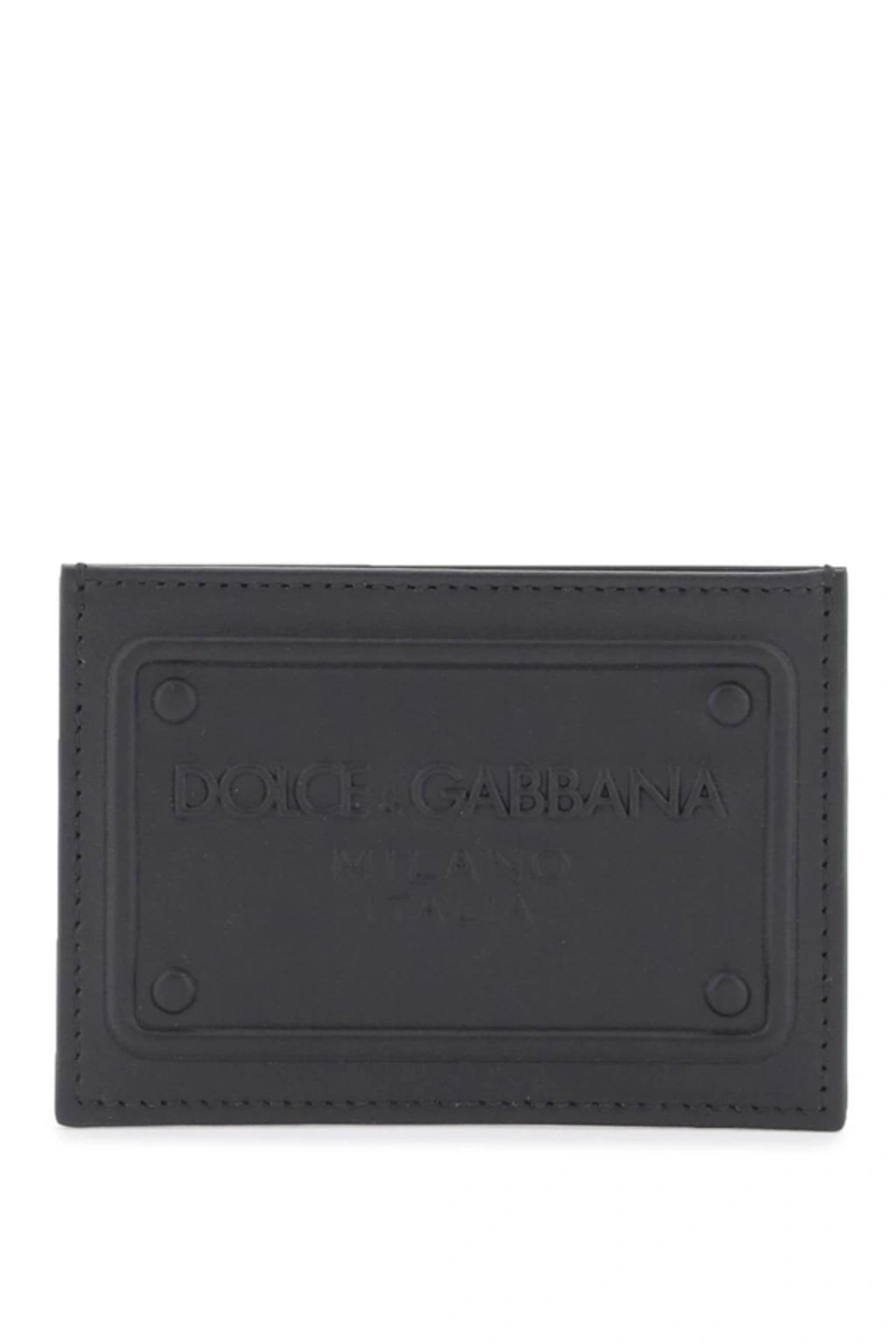 Embossed Logo Leather Cardholder In Black Product Image