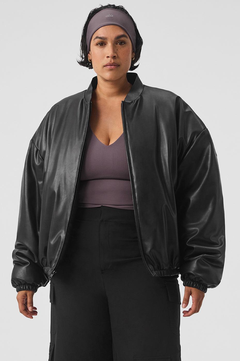 Faux Leather Premier Bomber - Black Female Product Image