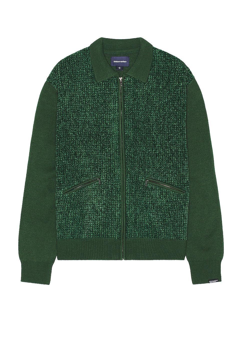 thisisneverthat Velvet Knit Zip Polo in Green Product Image