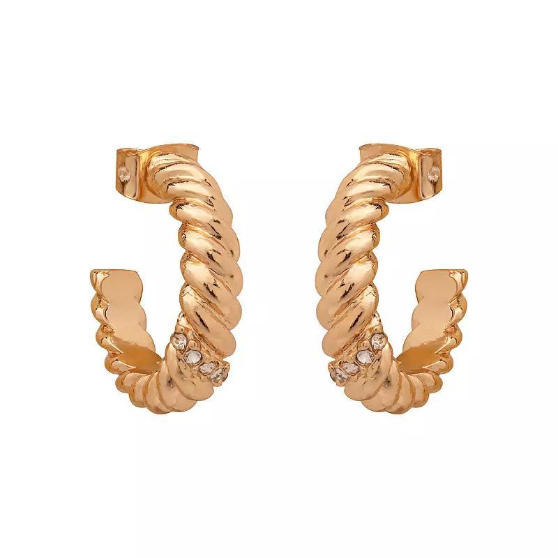 Emberly Gold Tone Crystal Braided C-Hoop Earrings, Womens, None Product Image