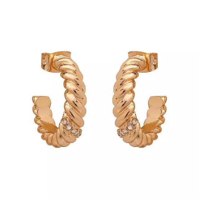 Emberly Gold Tone Crystal Braided C-Hoop Earrings, Womens, None Product Image