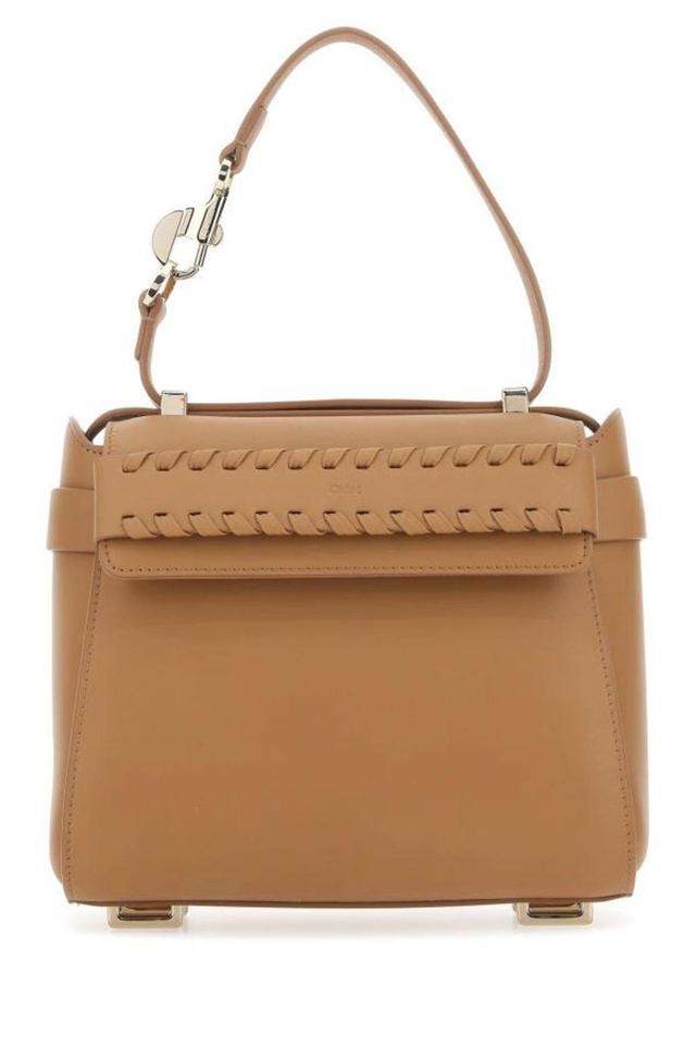 Chloe Woman Camel Leather Small Nacha Handbag In Brown Product Image