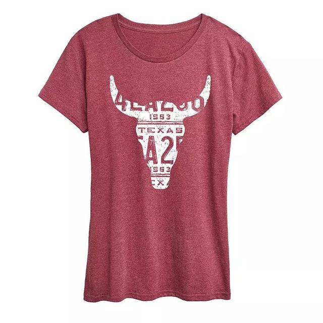 Womens Texas License Plate Steer Graphic Tee Product Image