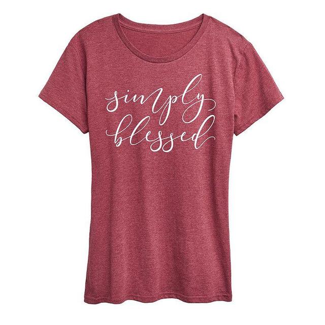 Womens Simply Blessed Graphic Tee, Girls Grey Wine Product Image