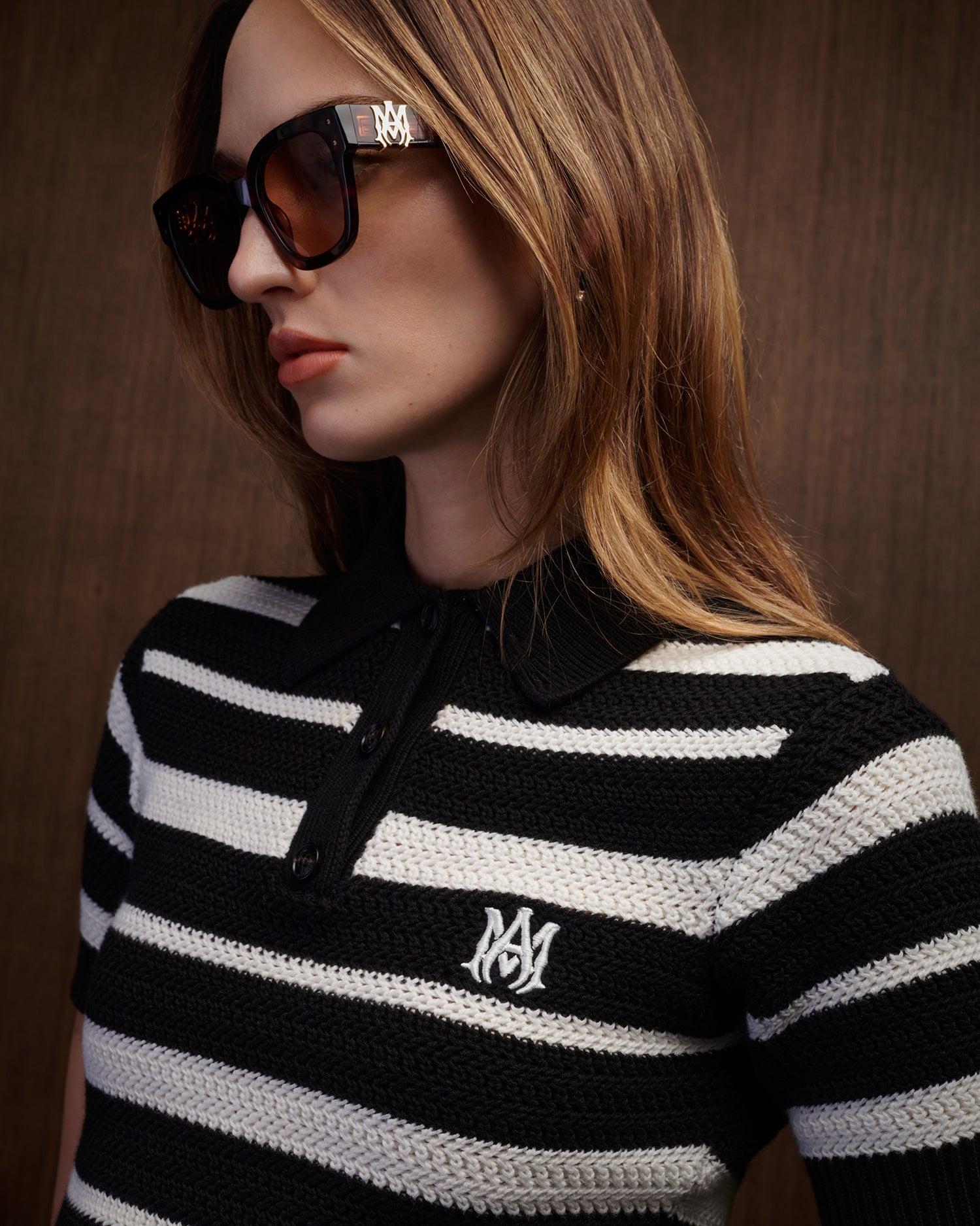 WOMEN - WOMEN'S MA STRIPED POLO - Black Female Product Image