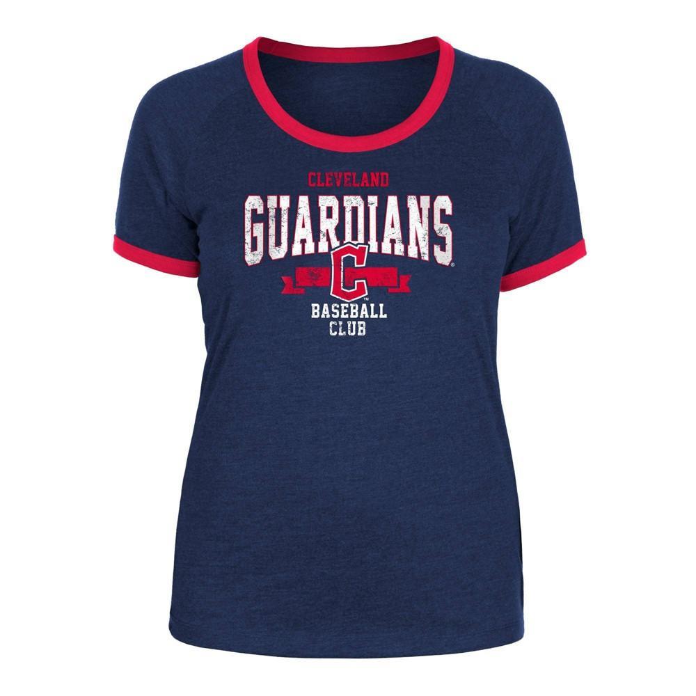 MLB Cleveland Guardians Womens Heather Bi-Blend Ringer T-Shirt Product Image