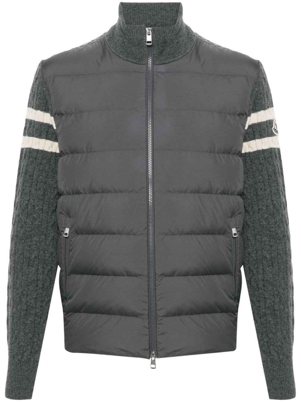 Panelled Knitted Padded Jacket In Grey Product Image