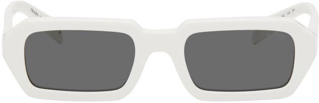 White Rectangular Sunglasses In 17k08z White Product Image