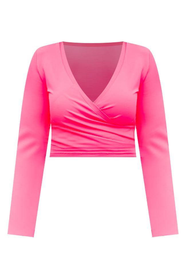 Better Than Ever Hot Pink Active Wrap Top FINAL SALE Product Image