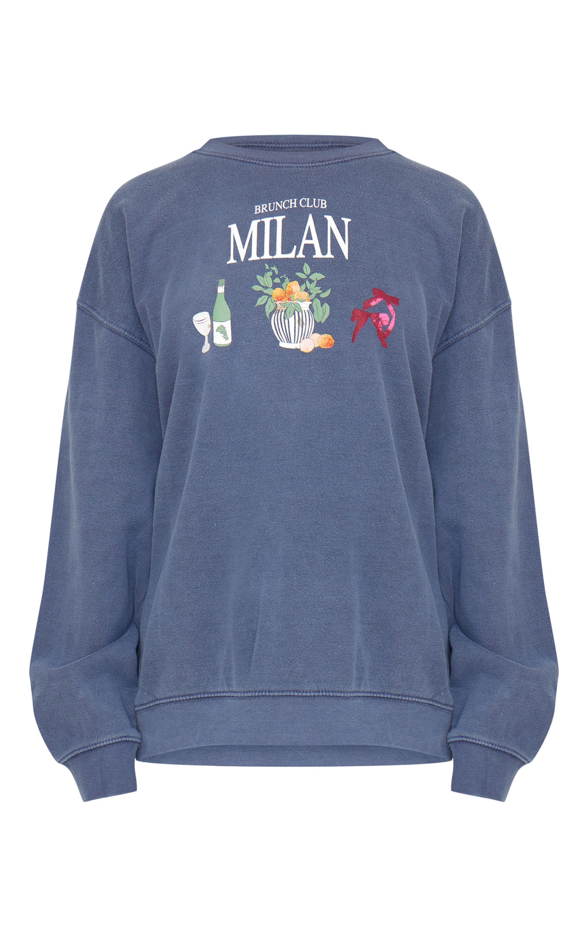  Navy Brunch Club Milan Printed Sweatshirt Product Image