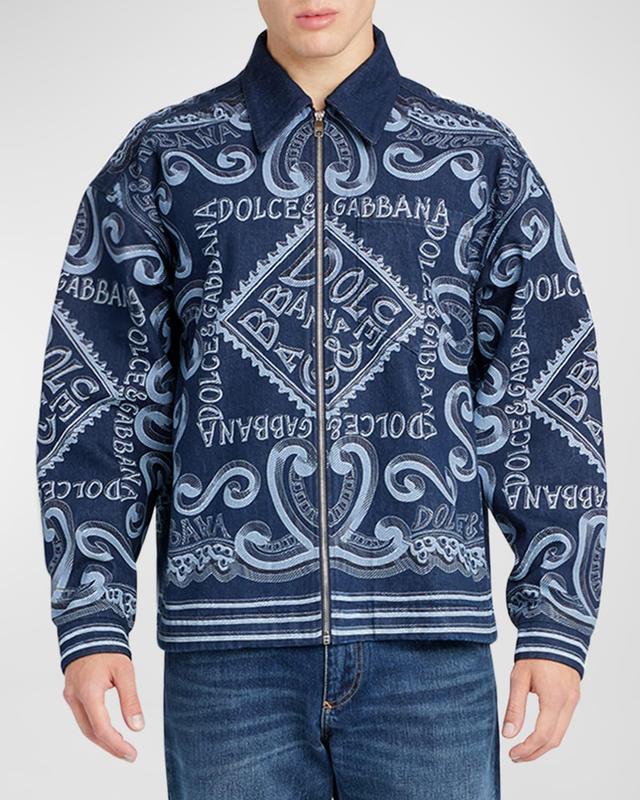 Mens Denim Bandana Logo-Print Jacket Product Image