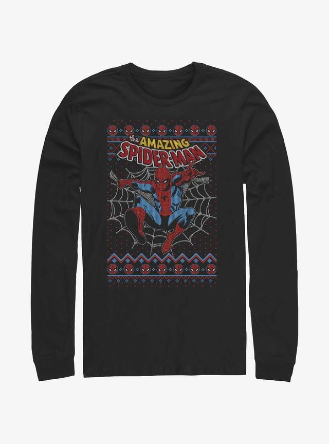 Marvel Spider-Man Web Jump Ugly Christmas Long-Sleeve T-Shirt Product Image