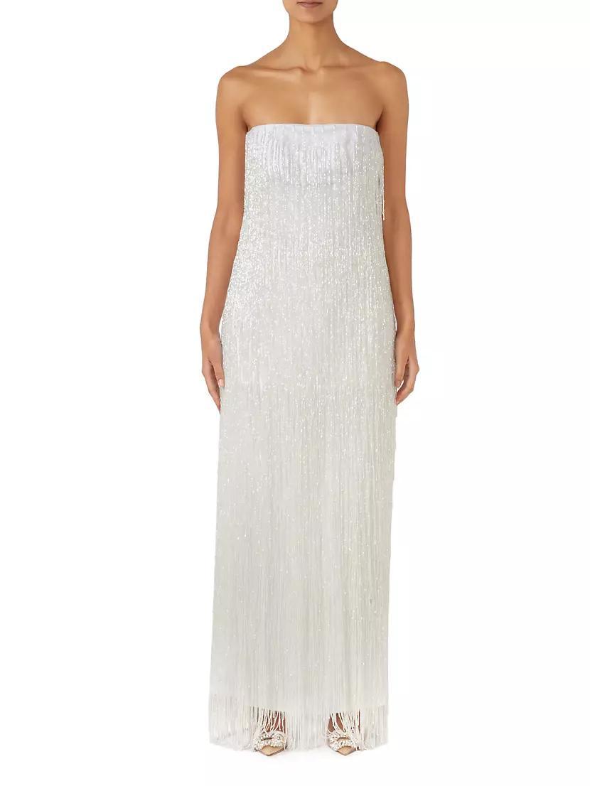 Sarakiniko Magia Fringed Strapless Maxi Dress Product Image