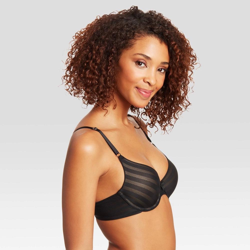 Maidenform Self Expressions Womens Striped T-Shirt Bra 5701 2pk - Beige/Black Stripe 38C Product Image