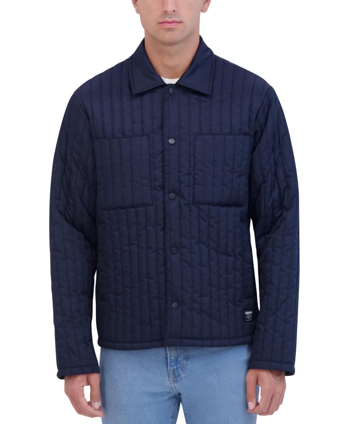 Hudson Mens Slim-Fit Vertical Quilted Shirt Jacket Product Image