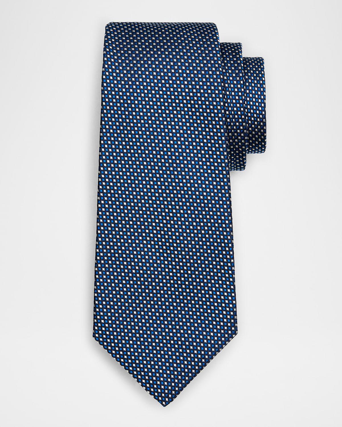 Mens Micro-Check Silk Tie Product Image