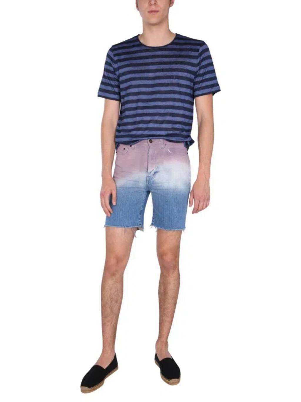 Faded Color Denim Shorts In Blue Product Image