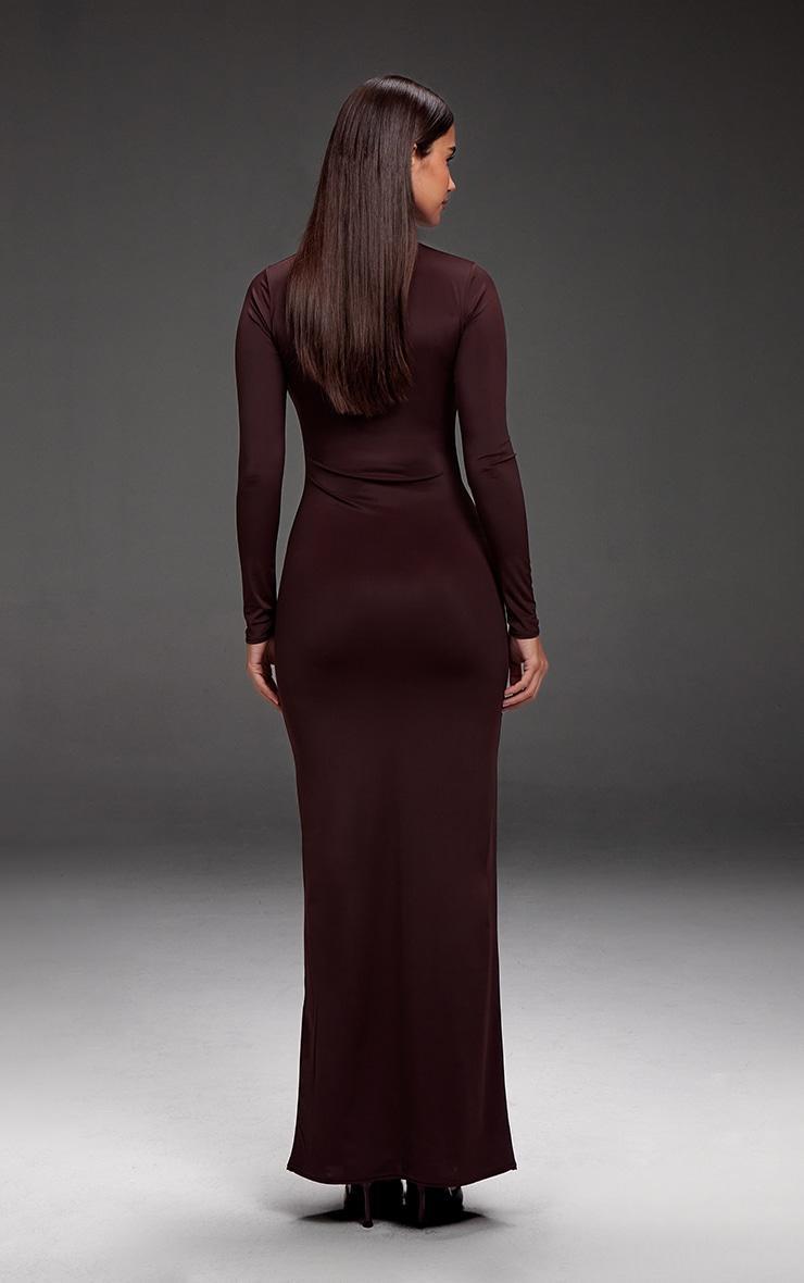 Chocolate Matte Sculpt Wrap Maxi Dress Product Image