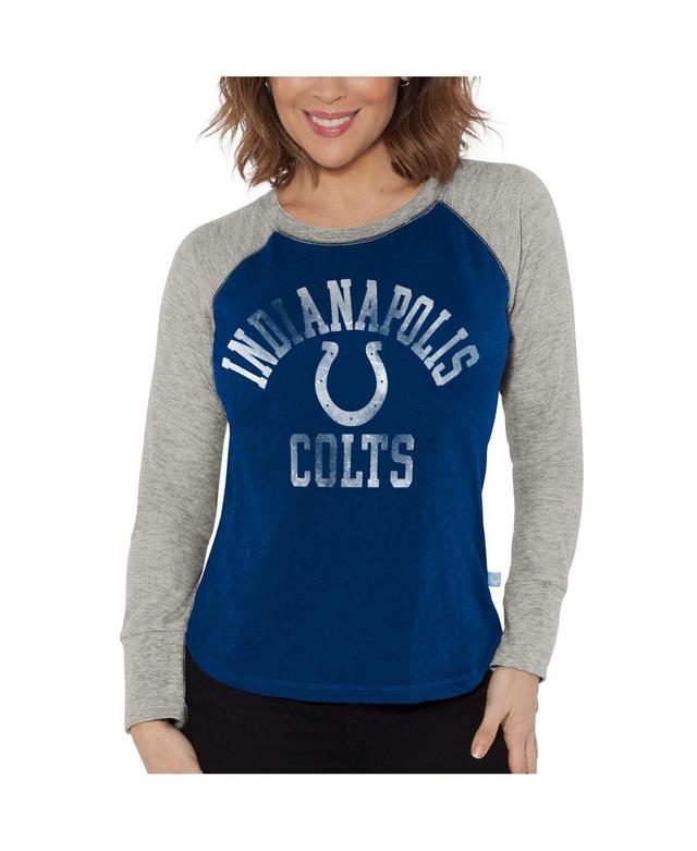 Womens G-III 4Her by Carl Banks Royal/Heather Gray Indianapolis Colts Waffle Knit Raglan Long Sleeve T-Shirt Product Image