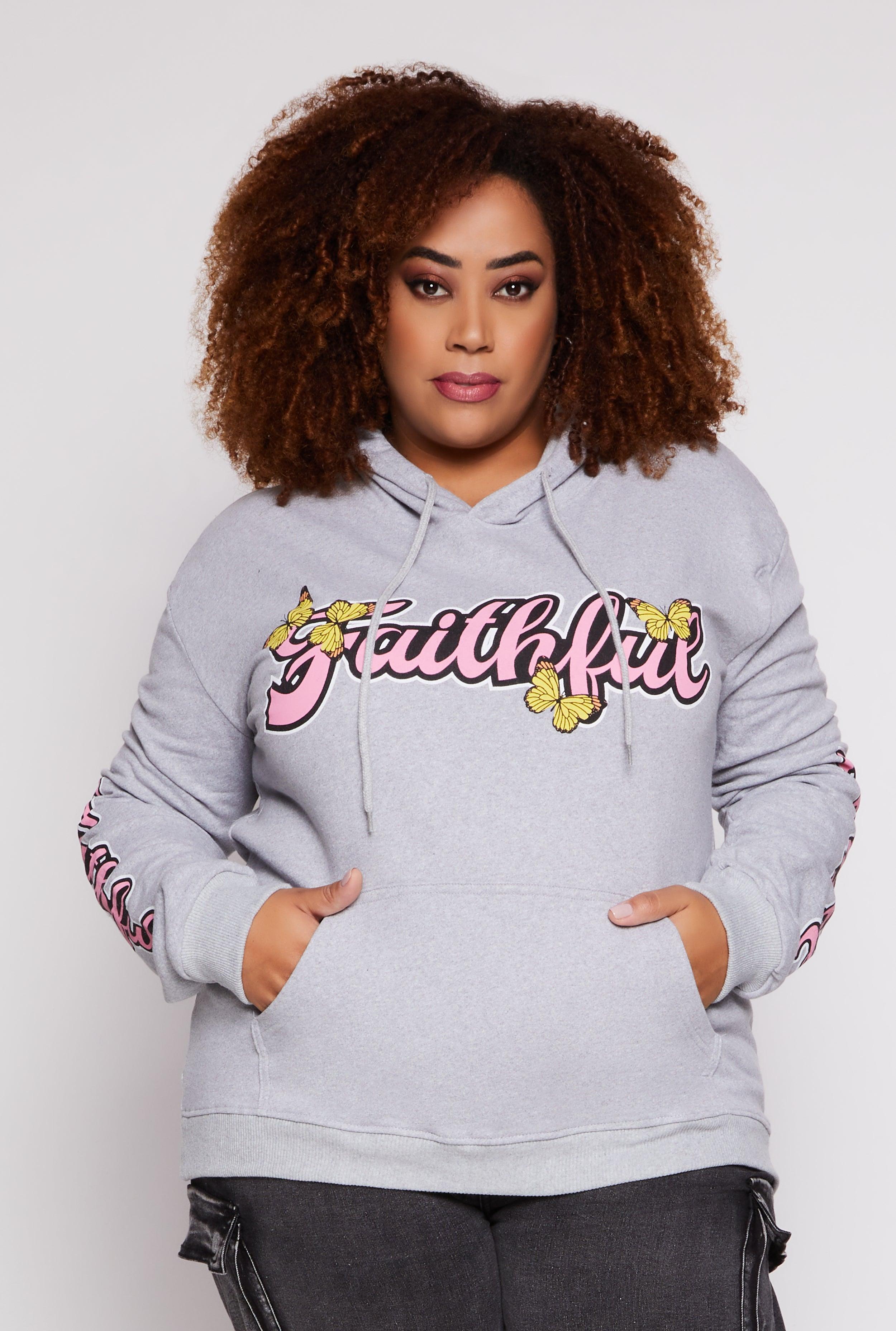 Womens Plus Size Faithful Graphic Hoodie product image