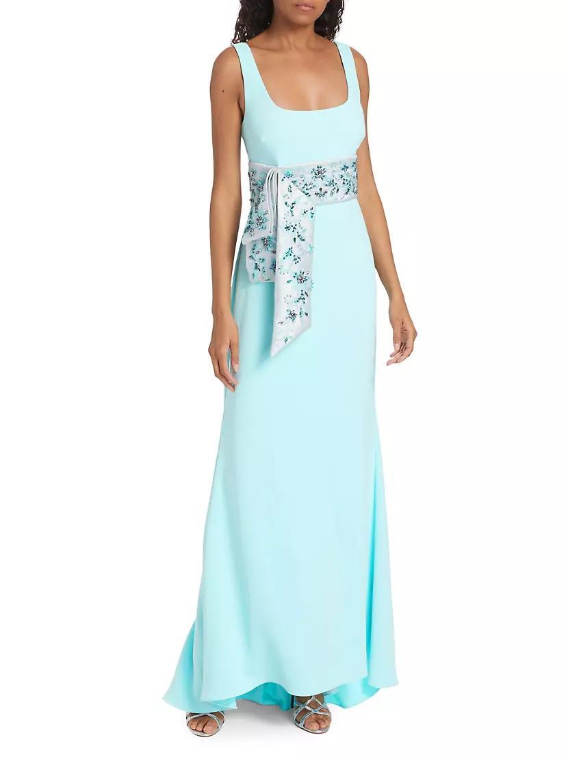 Crystal-Embellished Tie-Waist Gown Product Image