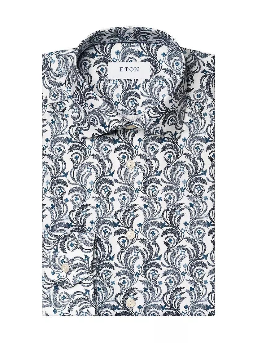 Slim-Fit Floral Cotton Button-Front Shirt Product Image