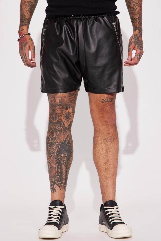 Slam Dunk Faux Leather Shorts - Black Product Image