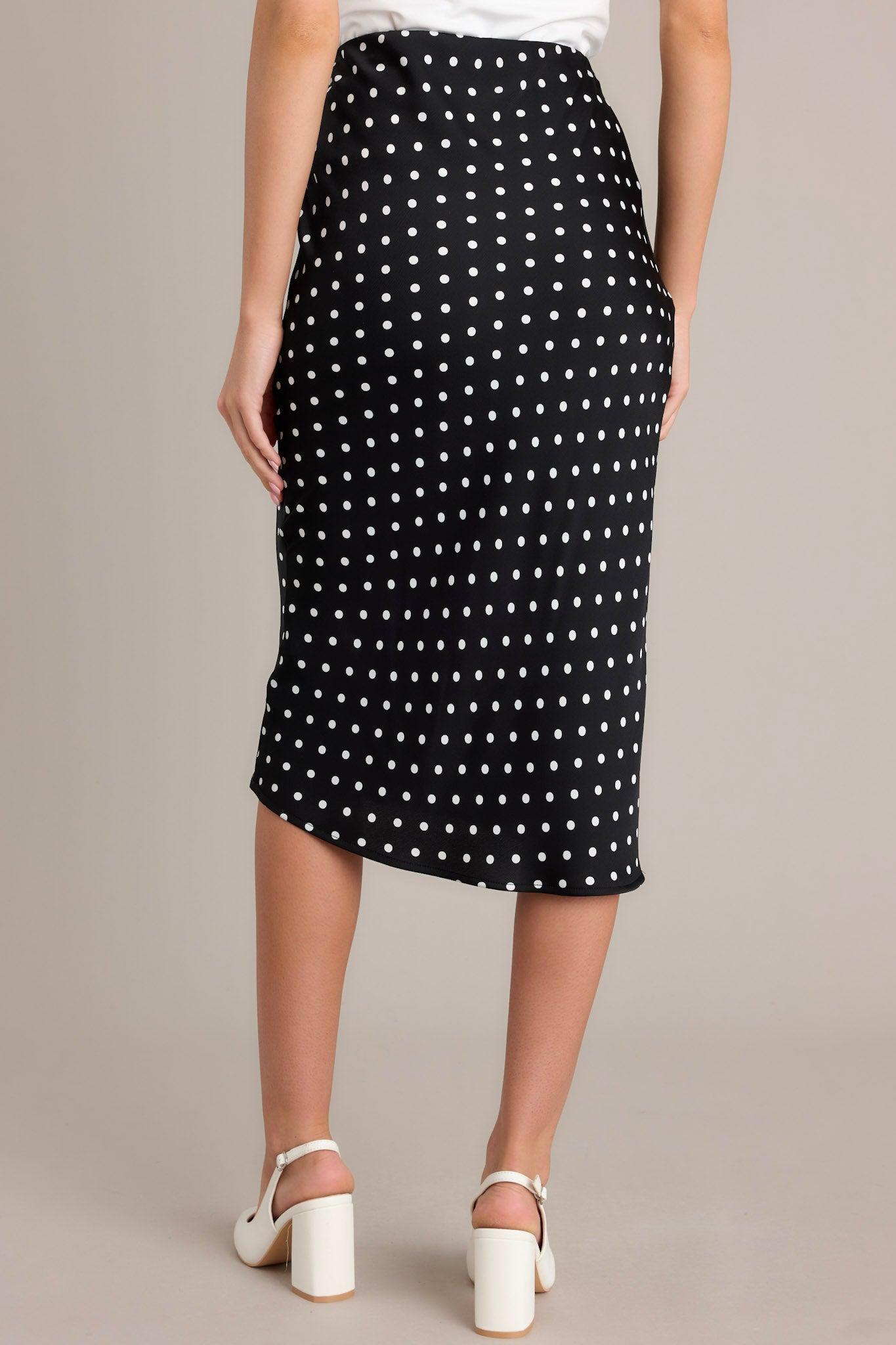 Speckled Splendor Black Polka Dot Midi Skirt Product Image