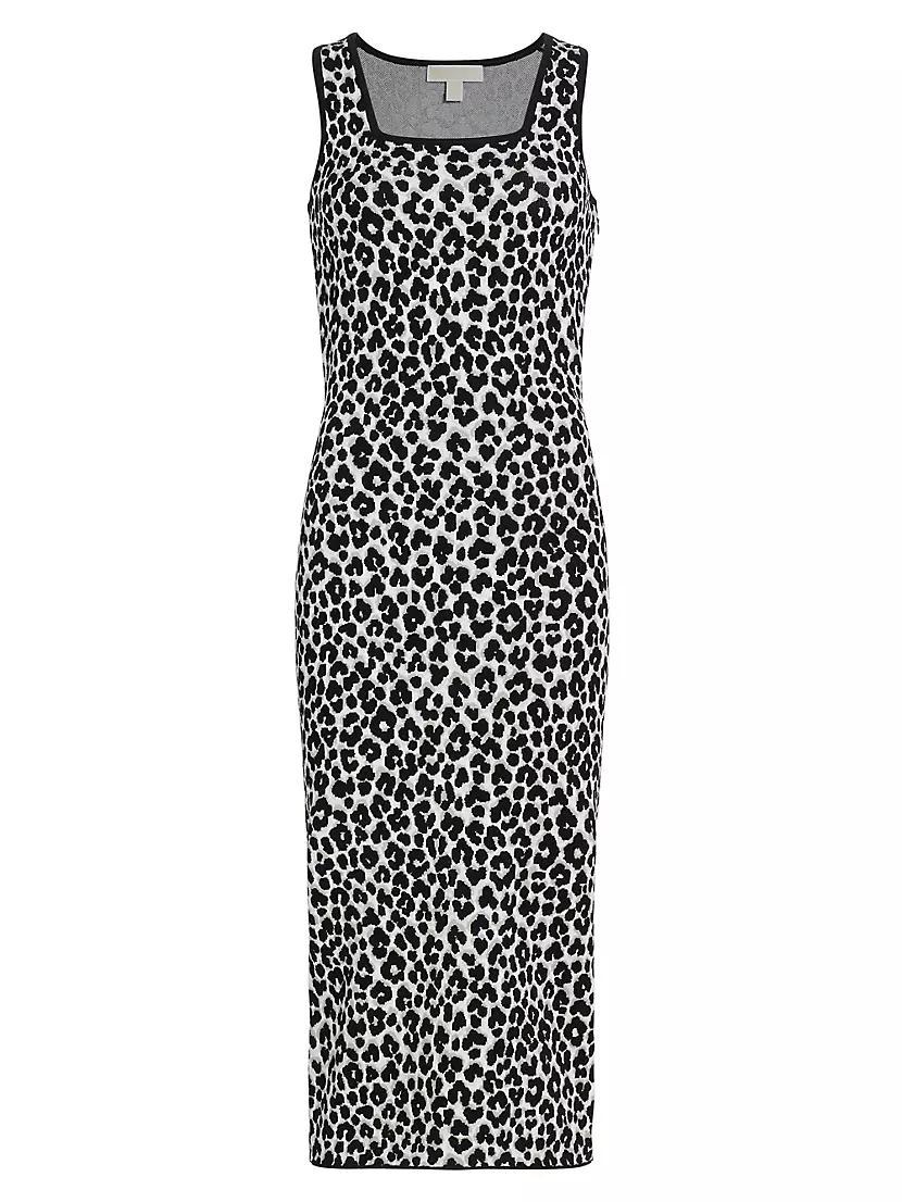 Leopard Jacquard Sleeveless Dress Product Image