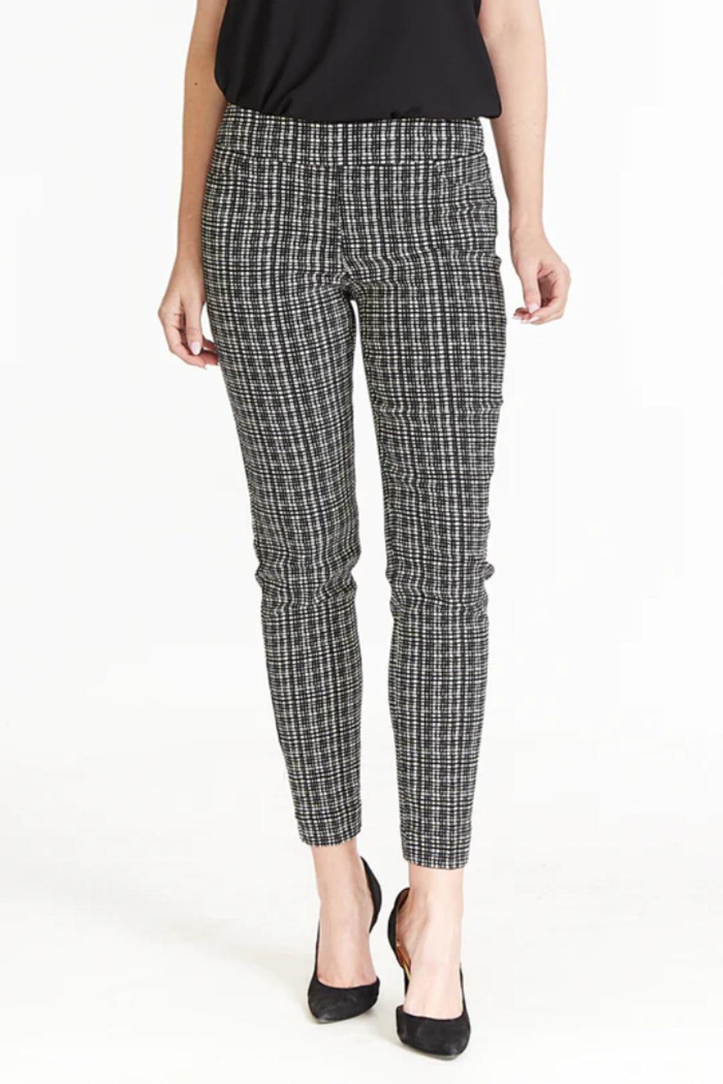 BLACK/WHITE GRID PRINT PULL ON PANT Female product image