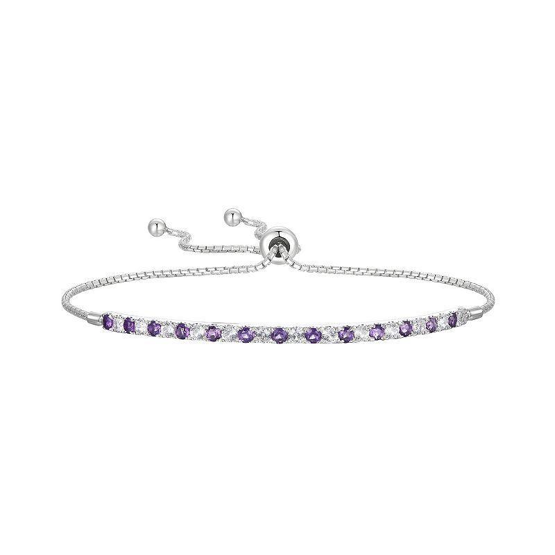 Sterling Silver Amethyst & Lab-Created White Sapphire Bracelet, Womens Product Image