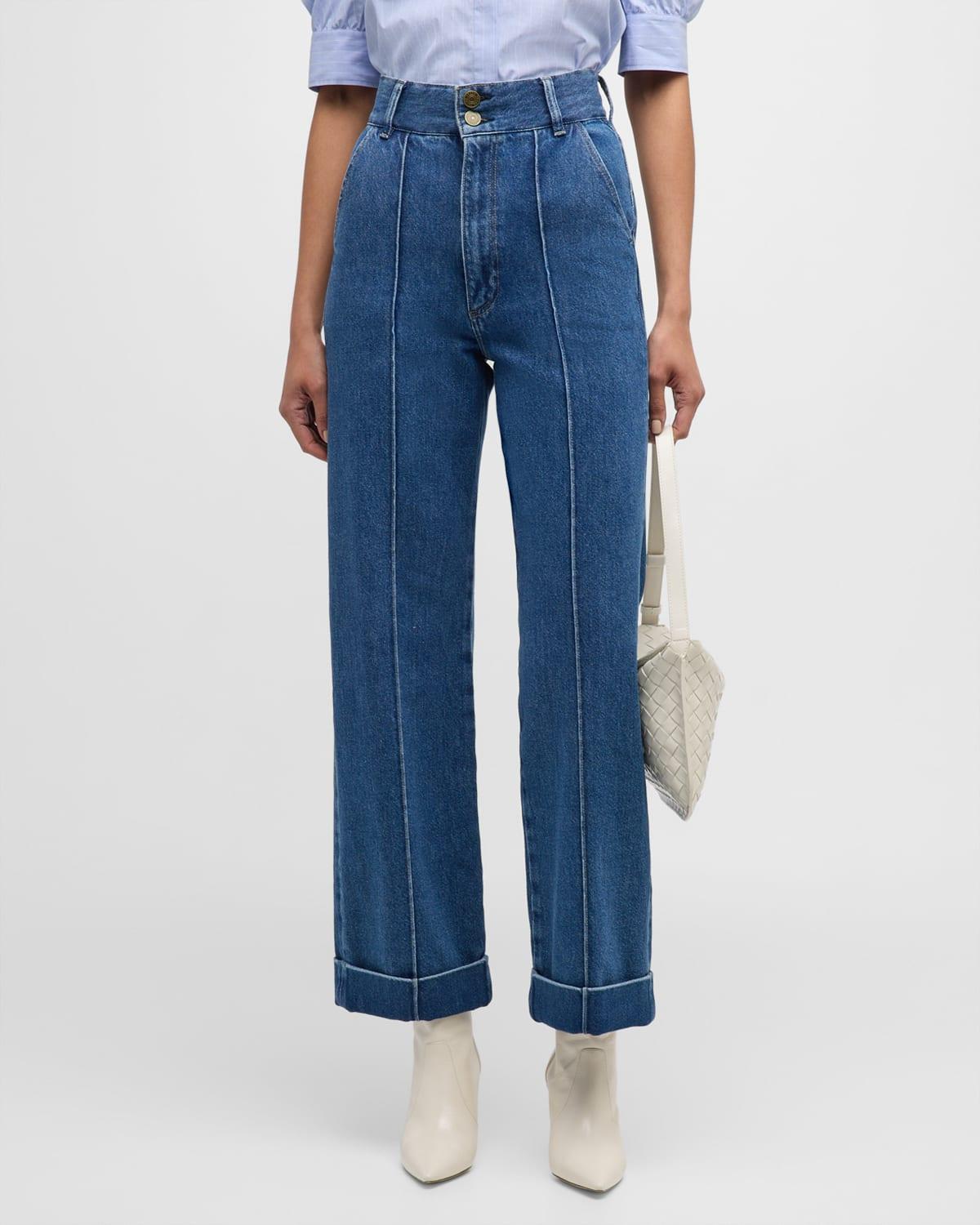 Womens 70s High-Rise Stretch Straight-Leg Crop Jeans product image