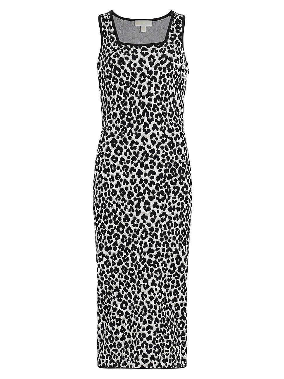 Womens Leopard Jacquard Sleeveless Dress Product Image