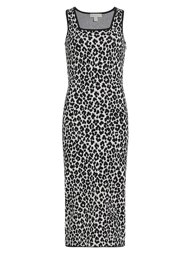 Womens Leopard Jacquard Sleeveless Dress Product Image