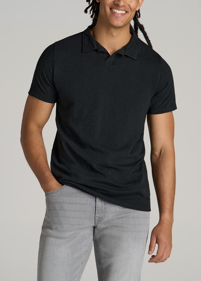 Slub Men's Tall Polo Shirt in Black Male Product Image