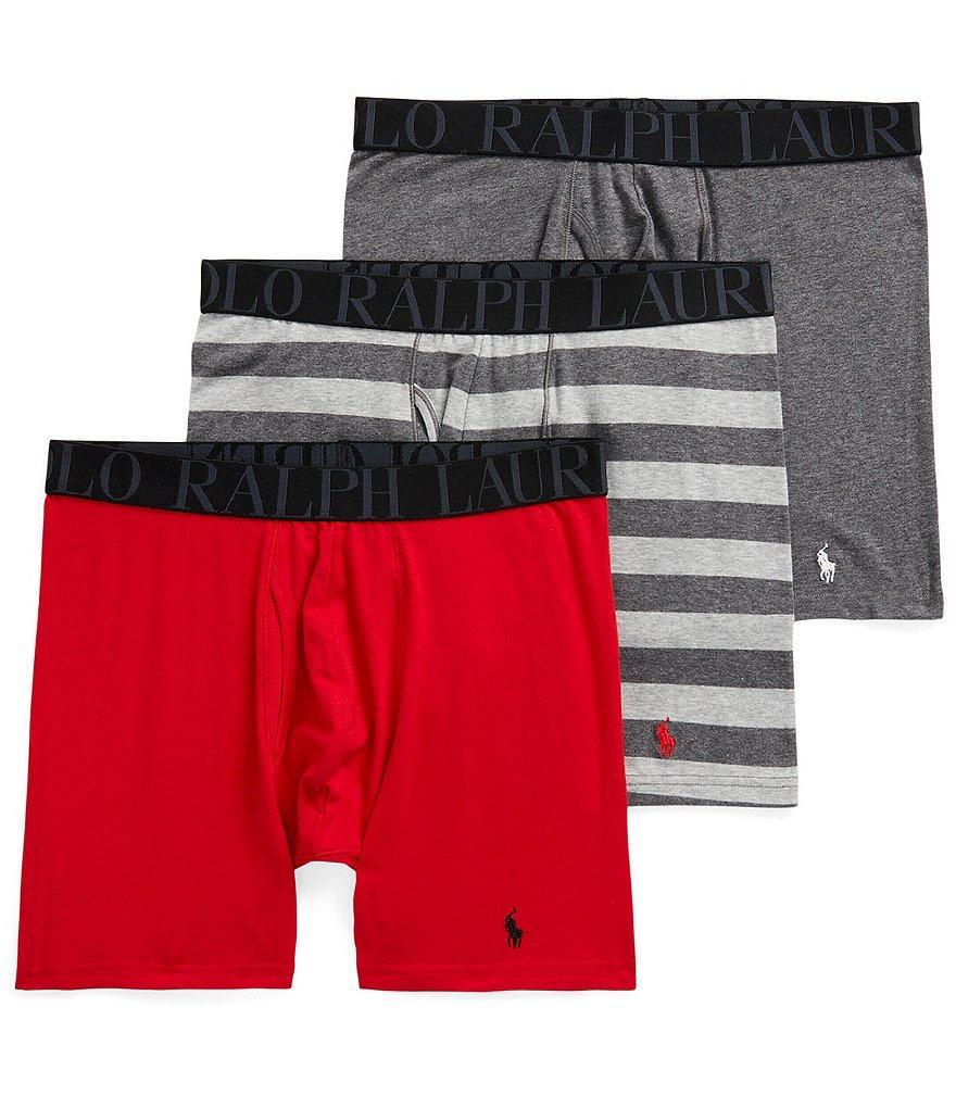 Polo Ralph Lauren Classic Fit Striped & Solid Boxer Briefs 3-Pack Product Image