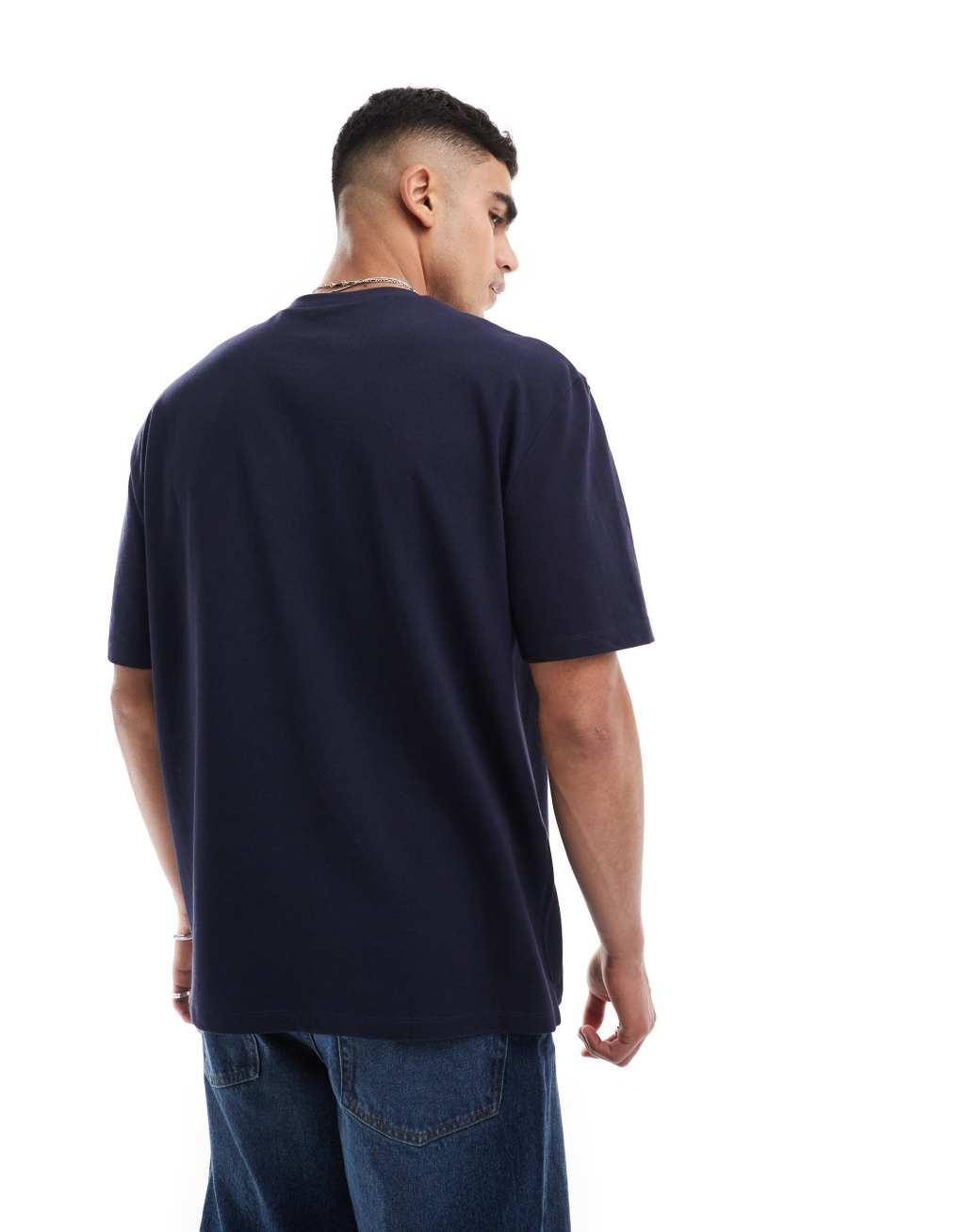 ASOS DESIGN oversized pique t-shirt in navy Product Image