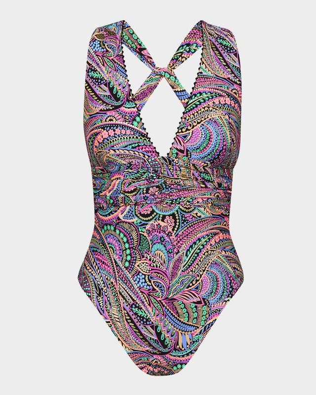 Disco V-Plunge Halter One-Piece Swimsuit Product Image