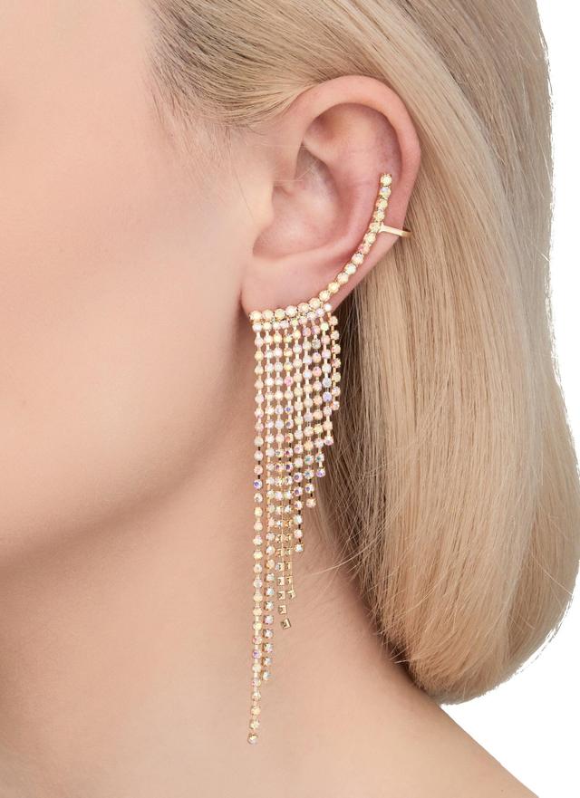 Womens Rhinestone Tassel Ear Climber Earrings Product Image