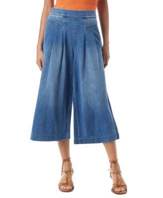 Sam Edelman Womens Ocean Cotton Denim Pleated Culotte Pants Product Image