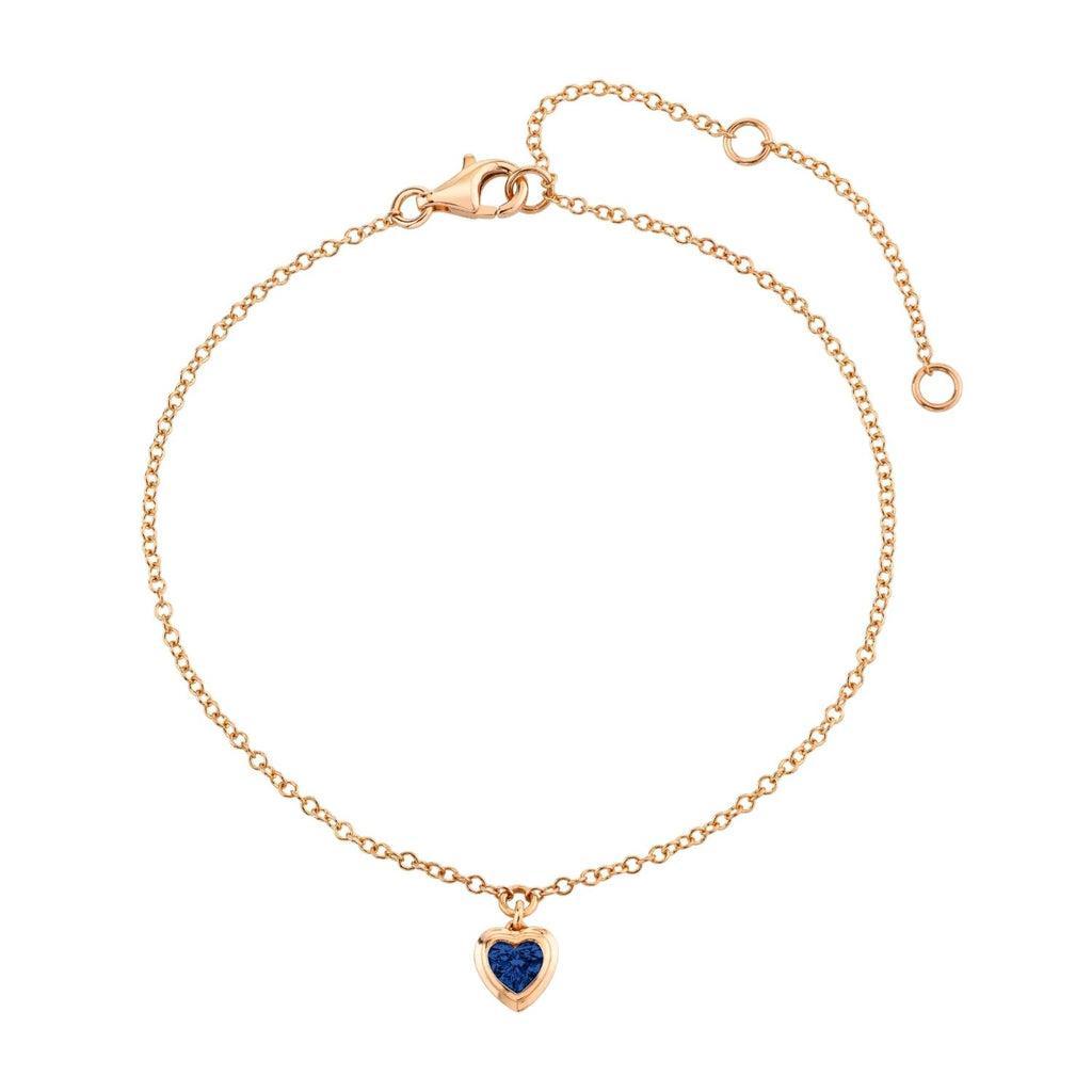 MINI ME BLUE SAPPHIRE BEZEL HEART DROP ANKLET product image