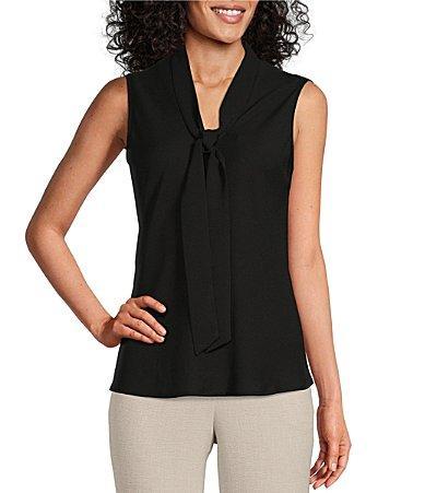 Kasper Sleeveless V-Neck Tie Front Sash Blouse Product Image