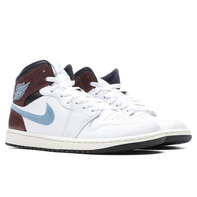 Air Jordan 1 Mid SE - White/Blue Grey/Black Male Product Image